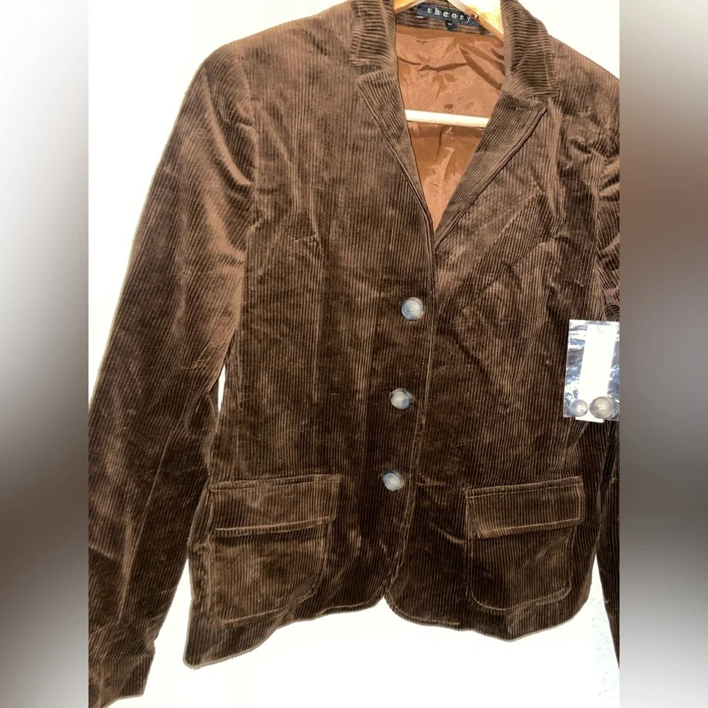 NWT Theory Brown Corduroy 3 Button Front Blazer 12